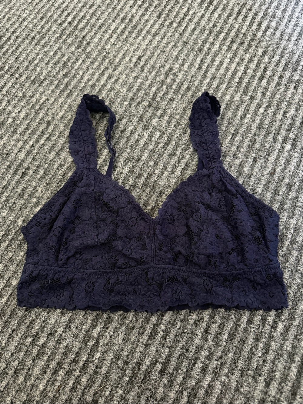 aerie Navy Lace Bralette with Floral Detail